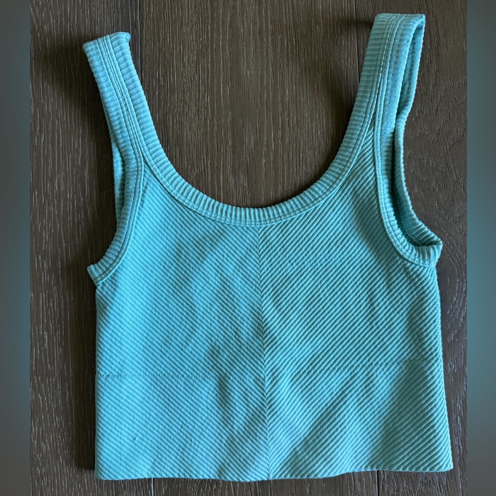 Tilly's Aqua Ribbed Tank Top